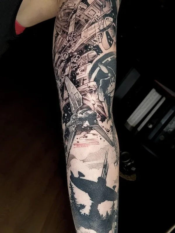 black blackwork tatuaje en full sleeve #38031 | Tatuador MIREK G.