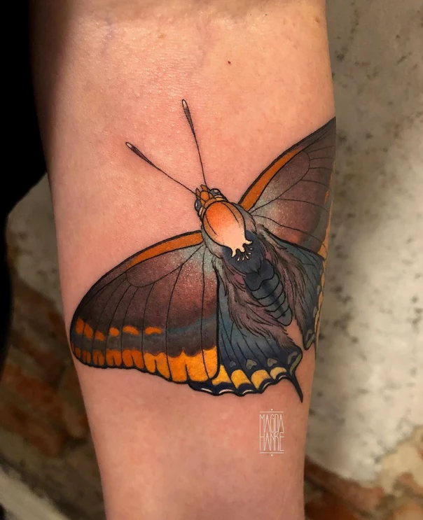 Illustrative Butterfly tattoo on Forearm
