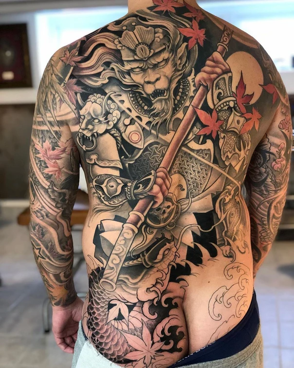 Japanese Demon, Koi tattoo on Full Back