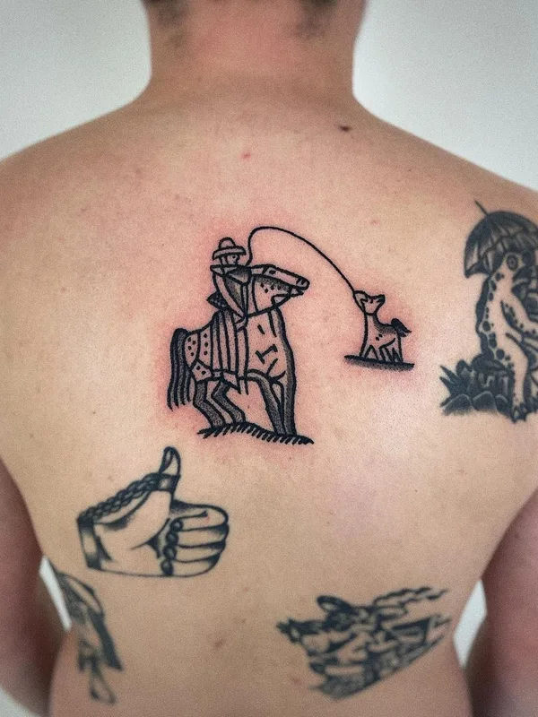 black linework 纹身 在 upper back #42999 | 纹身师 Charley Gerardin