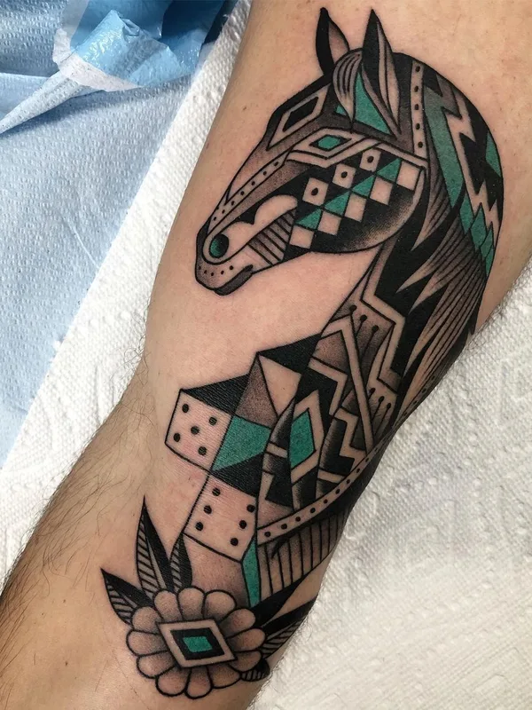 black and grey geometric Tatuagem em forearm #43015 | Tatuador Shitneck Jones