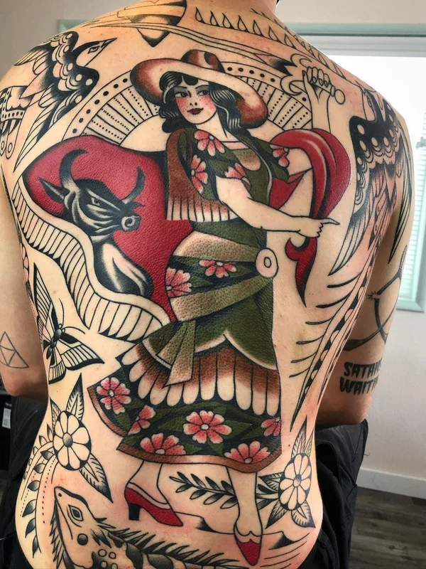 color traditional Tatuagem em full back #43006 | Tatuador Shitneck Jones