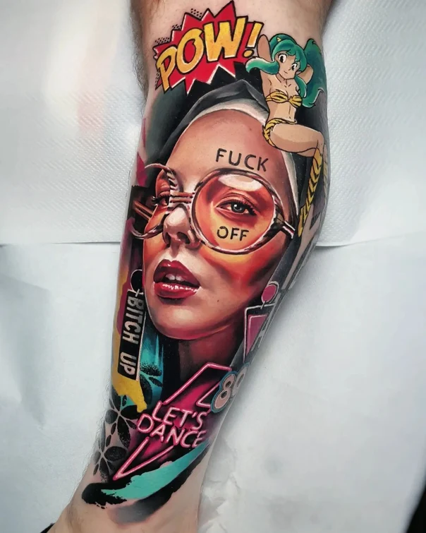 Illustrative Portrait, Anime tattoo on Forearm