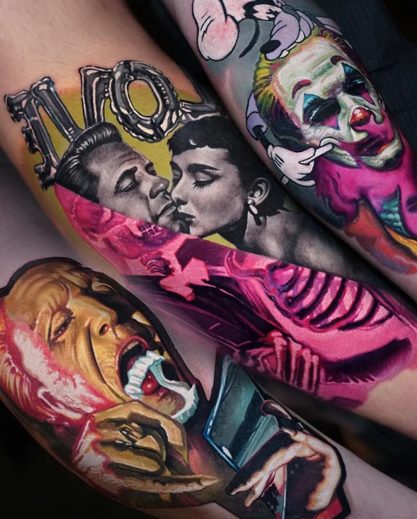 Realism Portrait, Movie characters tattoo on Forearm
