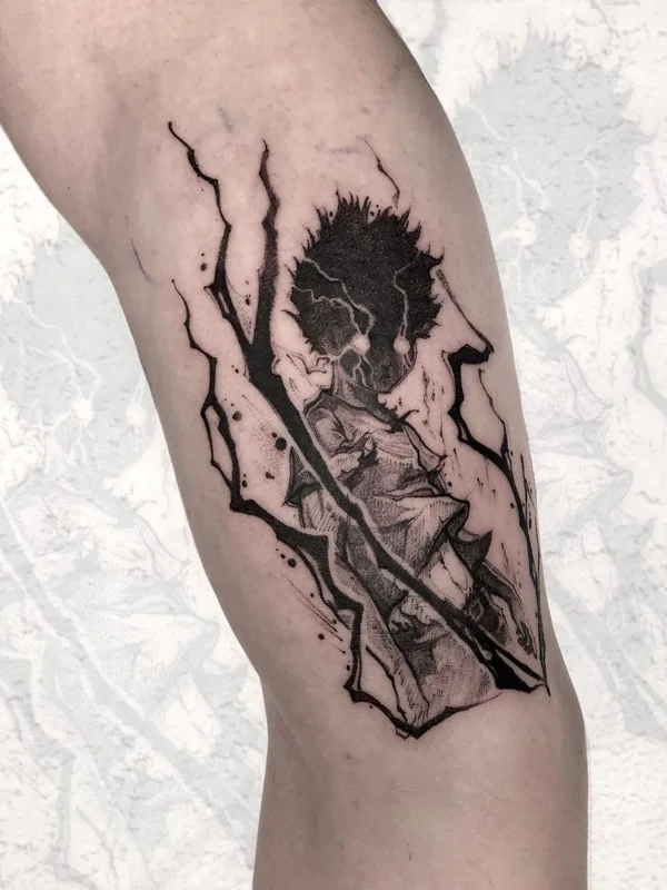 black and grey sketch tatuaje en thigh #43050 | Tatuador Виталий Яковлев