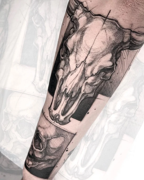 Скетч / Набросочная Skull tattoo на Предплечье
