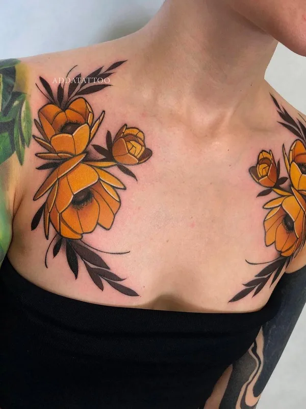 female color botanic татуировка на chest #43096 | Тату мастер Алина Гокк