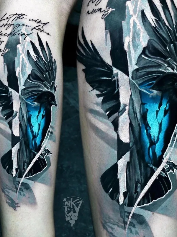 color illustrative татуировка на calf #43142 | Тату мастер Aleksander Lien