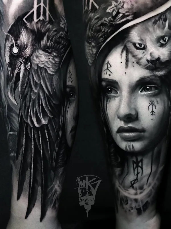black and grey realism татуировка на full sleeve #43131 | Тату мастер Aleksander Lien
