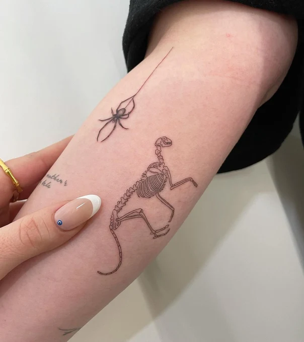 Linework Spider, Skeleton tattoo on Forearm