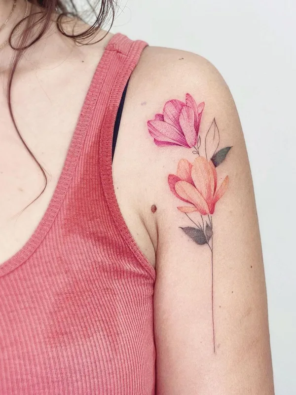 female color botanic Tatuaggio su shoulder #43234 | Tatuatore Eva Edelstein