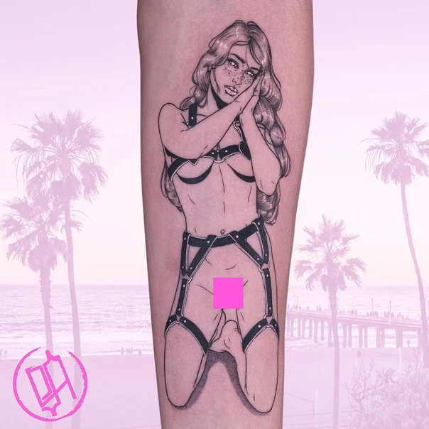 Fineline Figure, Harness tattoo on Forearm