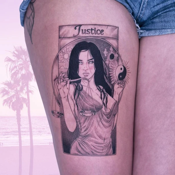 Illustrative Figure, Scales tattoo on Thigh