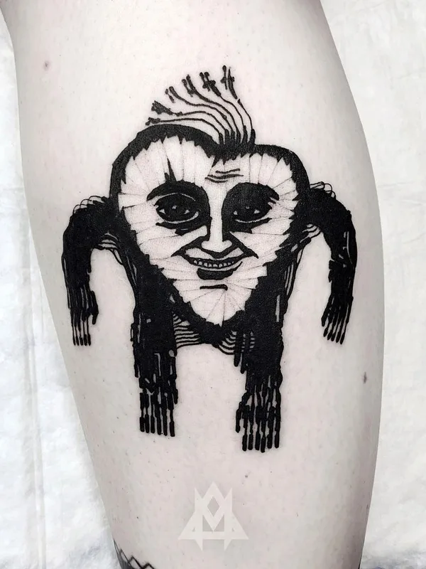 black blackwork татуировка на calf #43309 | Тату мастер Дмитрий Маринченков