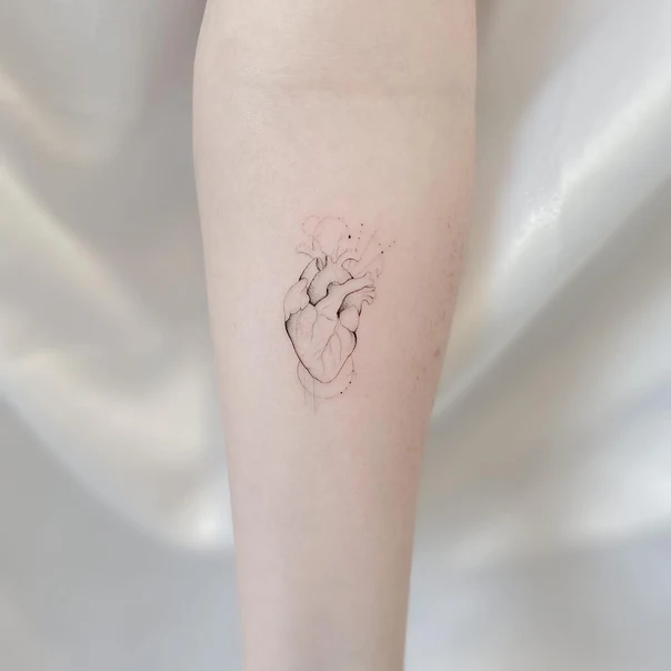 Fineline Heart tattoo on Forearm