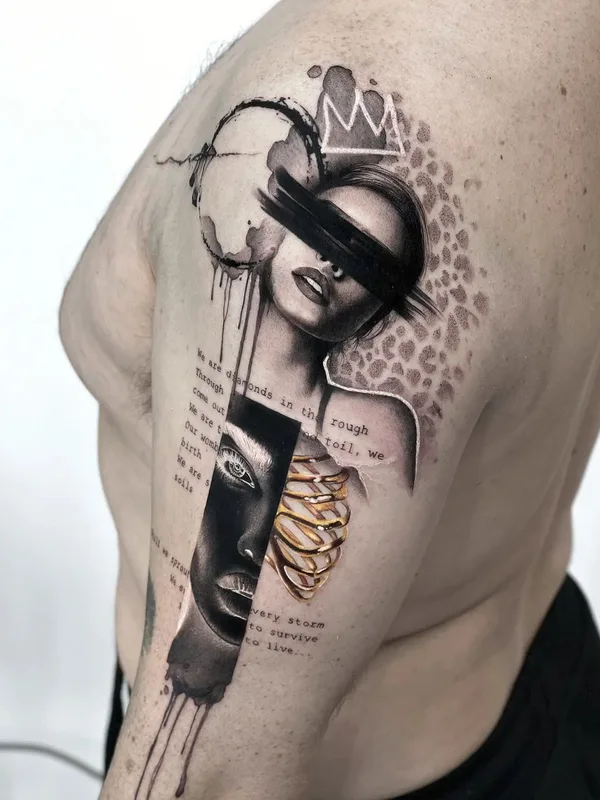 black and grey realism Tatuagem em shoulder #43440 | Tatuador Fekete Dorina