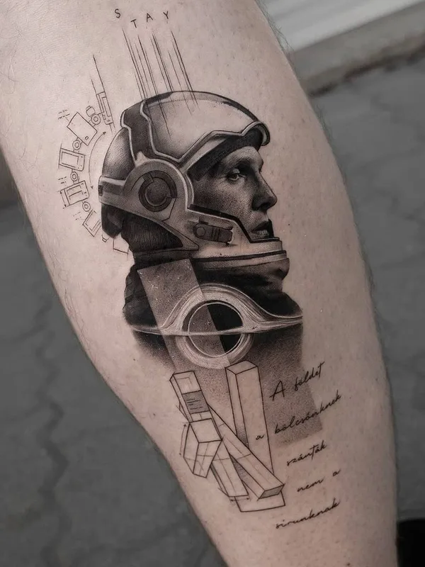 black and grey black and grey Tatuagem em calf #43432 | Tatuador Fekete Dorina