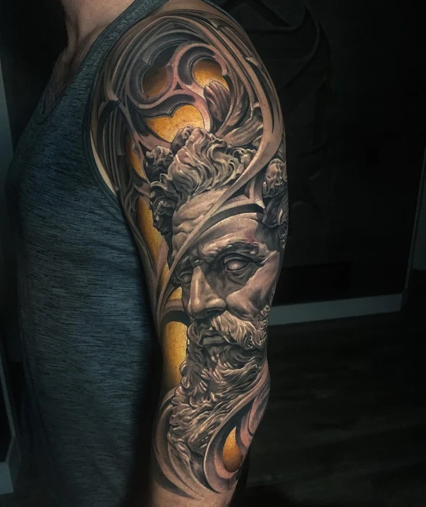 Realism Portrait tattoo on Full Sleeve