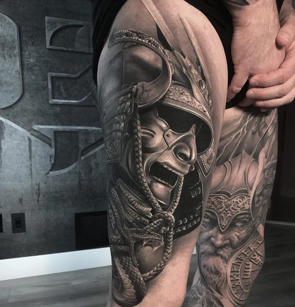 Realism Samurai, Snake tattoo on Thigh