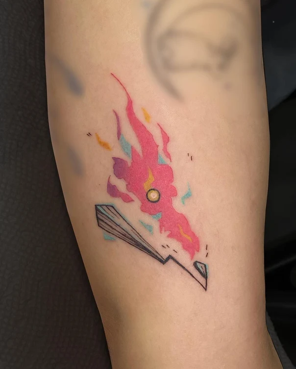 Abstract Fire, Geometric shapes tattoo on Forearm