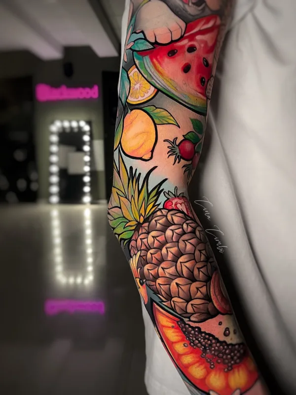 color illustrative татуировка на full sleeve #59480 | Тату мастер Lina Limbo