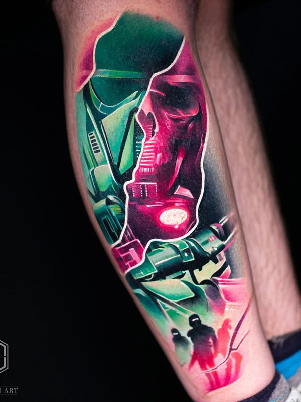 color illustrative tatouage sur calf #59585 | Artiste tatoueur Jack Galan Art