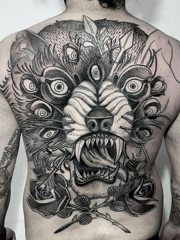 male black and grey blackwork 타투 부위 full back #59611 | 타투이스트 Erick Cuevas
