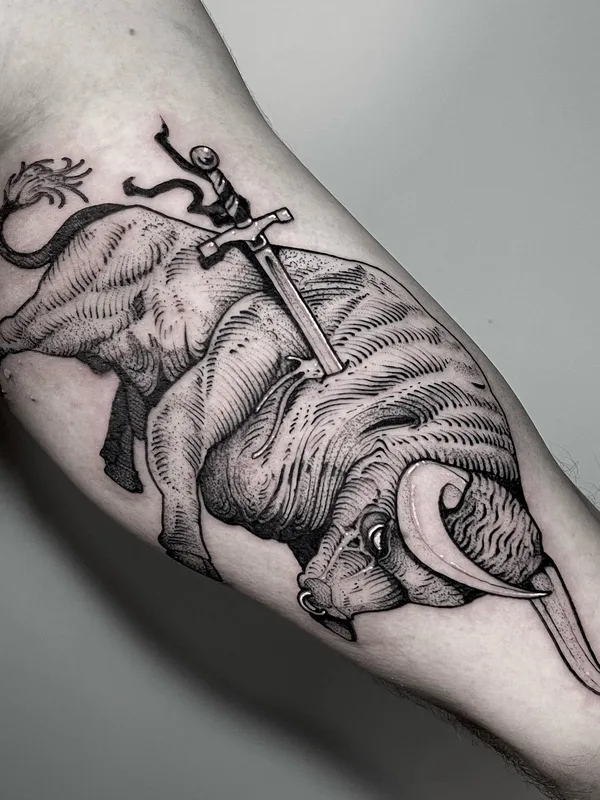 black and grey engraving 타투 부위 forearm #59616 | 타투이스트 Erick Cuevas