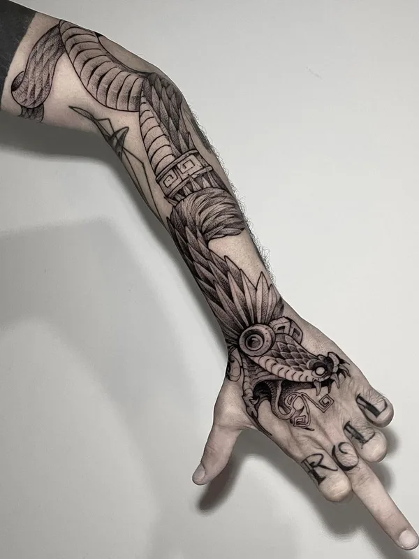 black and grey blackwork 타투 부위 full sleeve #59617 | 타투이스트 Erick Cuevas