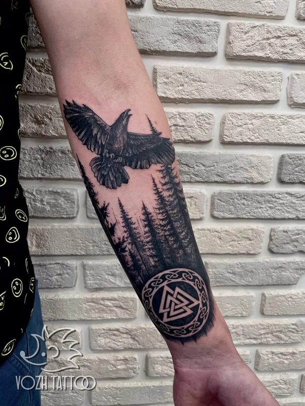 black and grey blackwork Tatuaggio su forearm #59642 | Tatuatore Антон Каменских 