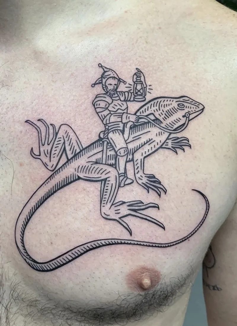 Novo ar do M&eacute;dio Idade em gravura de tatuagem de Bazhen Nikitin