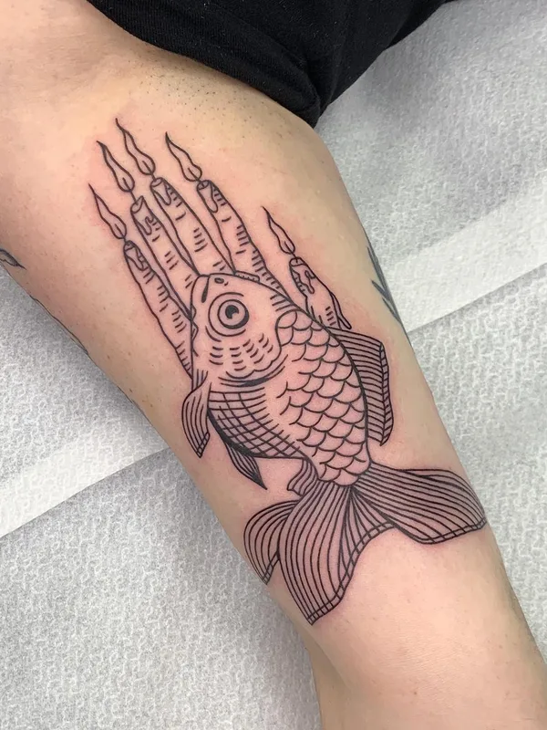 black linework Tatuagem em forearm #59695 | Tatuador Бажен Никитин