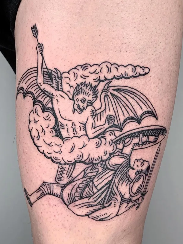 black blackwork Tatuagem em thigh #59692 | Tatuador Бажен Никитин
