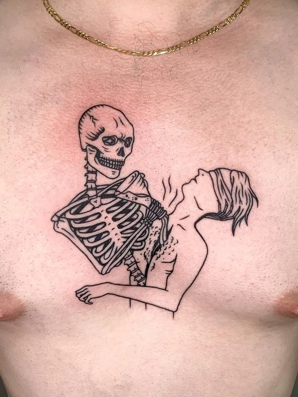 male black linework Tatuagem em chest #59691 | Tatuador Бажен Никитин