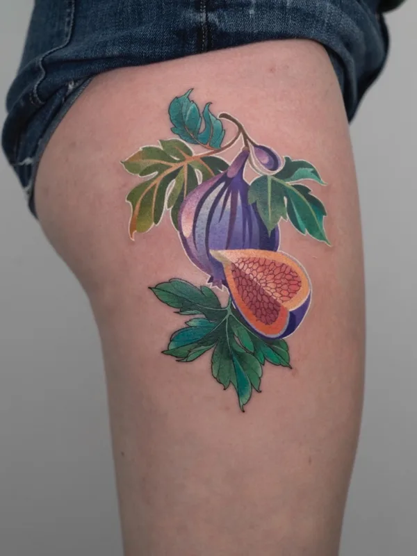 female color illustrative 纹身 在 thigh #59898 | 纹身师 Ivan Androsov