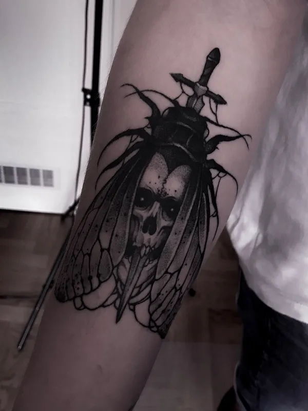 black and grey blackwork tattoo on forearm #74317 | Tattoo Artist METH FAWN