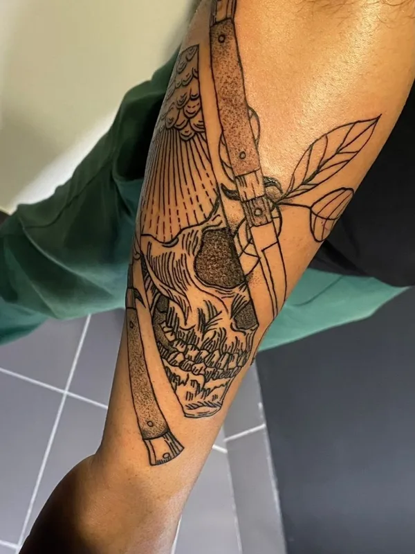 black blackwork Tatuaggio su forearm #74487 | Tatuatore Алексей Вакулов