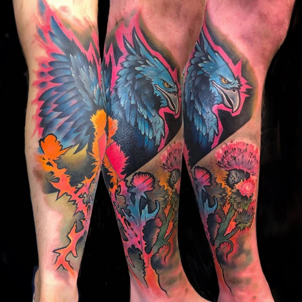 Акварель Bird, Flowers tattoo на Икра