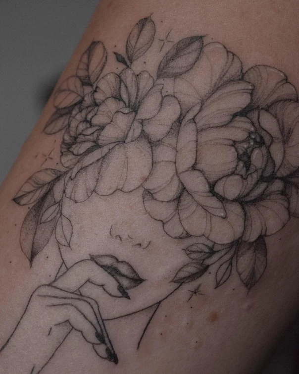 Графика Flowers, Leaves tattoo на Плечо