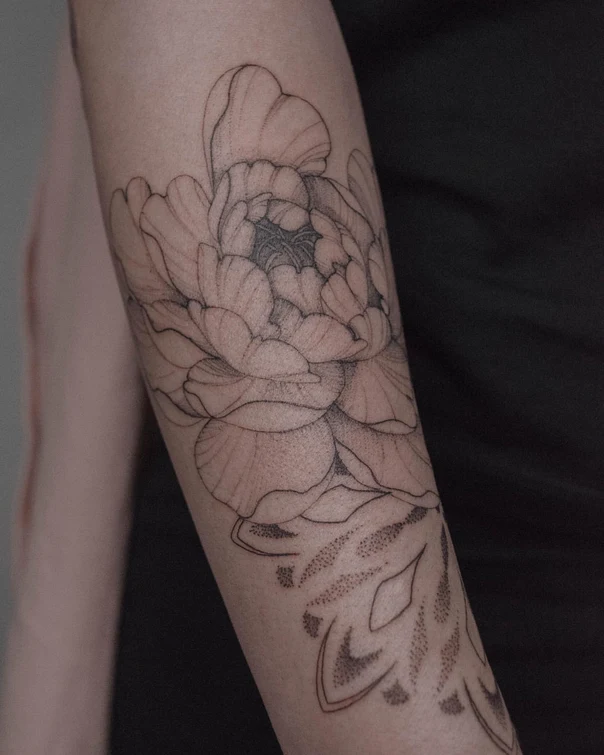 Графика Flower, Leaves tattoo на Плечо