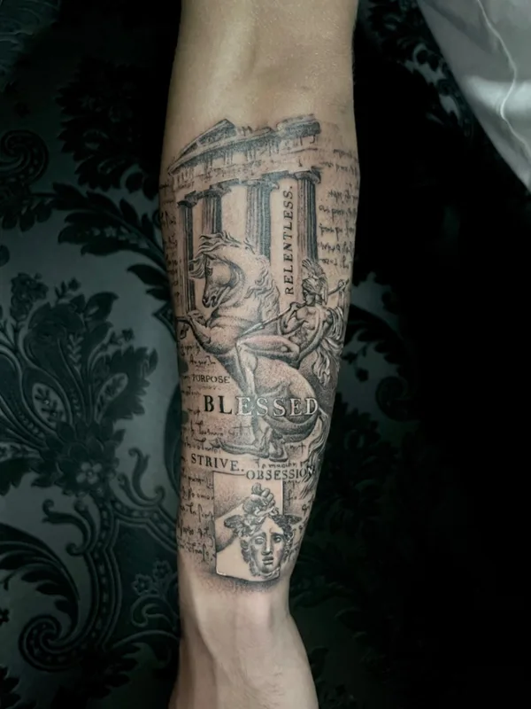 black and grey black and grey 纹身 在 forearm #74962 | 纹身师 Sigitas Kasperavicius