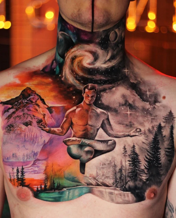 Realism Meditation, Galaxy tattoo on Chest