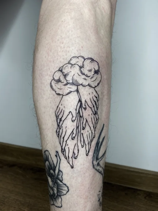 black linework татуировка на calf #75151 | Тату мастер Стёпа Puskust