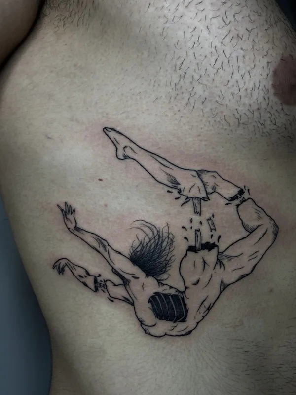male black linework татуировка на ribcage #75148 | Тату мастер Стёпа Puskust