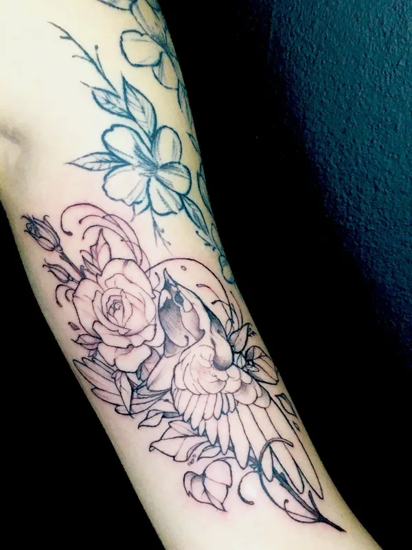 black and grey sketch tattoo on forearm #75157 | Tattoo Artist Ольга Тимичева