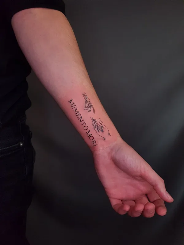 black linework tattoo on forearm #75163 | Tattoo Artist Ольга Тимичева
