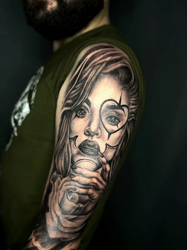black and grey black and grey tattoo on full sleeve #75165 | Tattoo Artist Ольга Тимичева