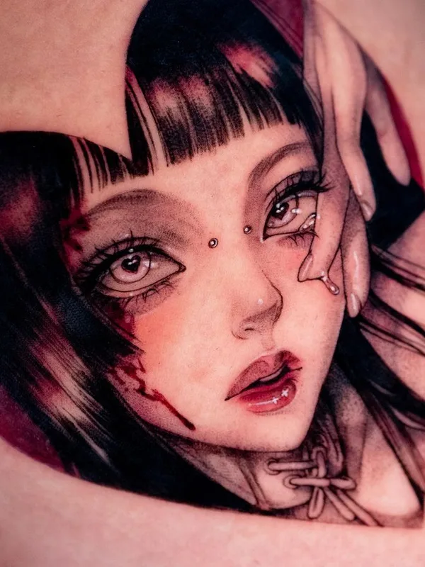 female color illustrative татуировка на shoulder blade #75223 | Тату мастер Domi Lee