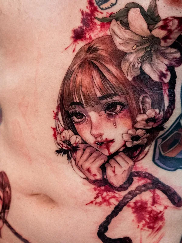 color anime татуировка на chest #75226 | Тату мастер Domi Lee