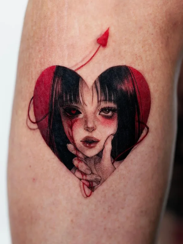 female color anime татуировка на thigh #75221 | Тату мастер Domi Lee